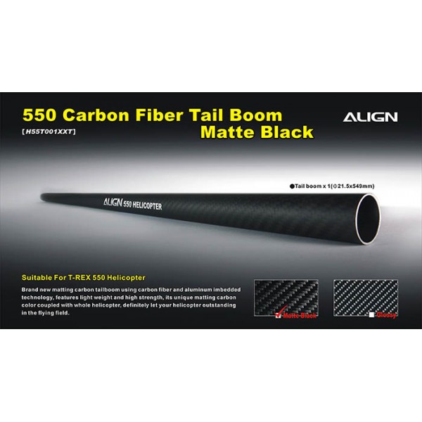550 Carbon Fiber Tail Boom-Matte Black [H55T001XXT]