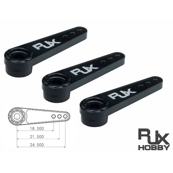 RJX Aluminium Servo Arm for Mini and Standard Servo 3 PCS Black [FS0314BK]