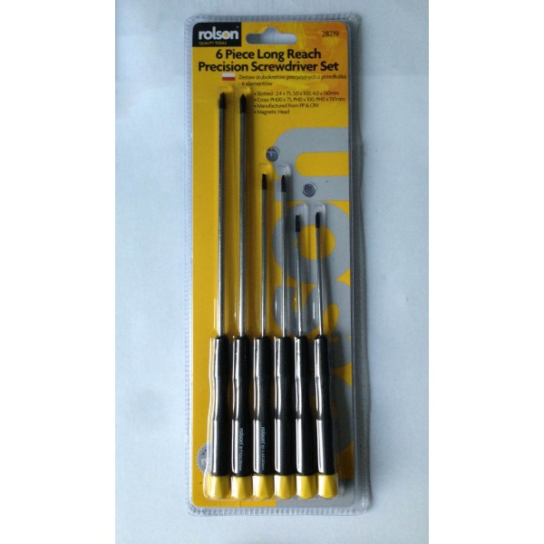 Rolson 6pc Long Precision Screwdriver Set [T-RO-28219]