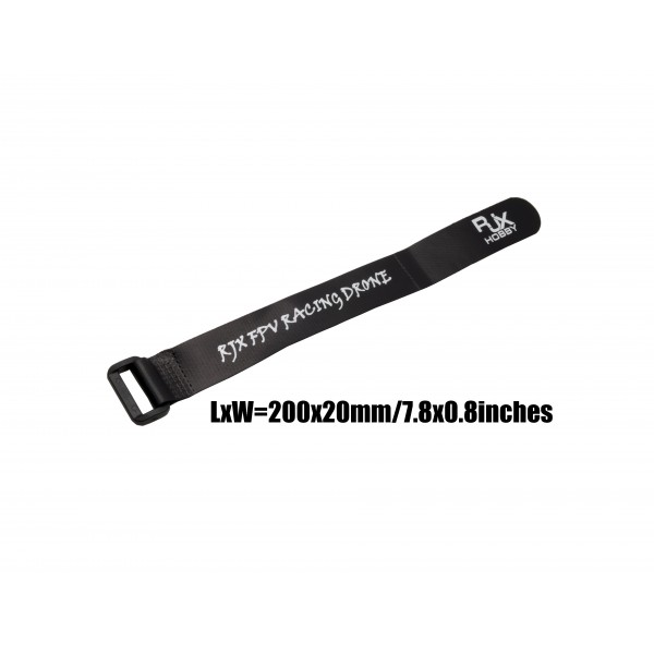 RJX Non-Slip Silicone Velcro Battery Straps Black 4pcs (200X20mm) [RJX1141]